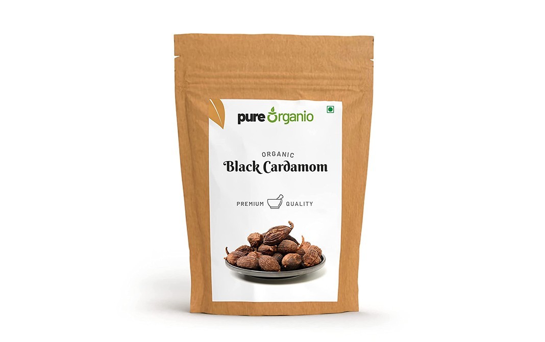 Pure Organio Organic Black Cardamom    Pack  100 grams